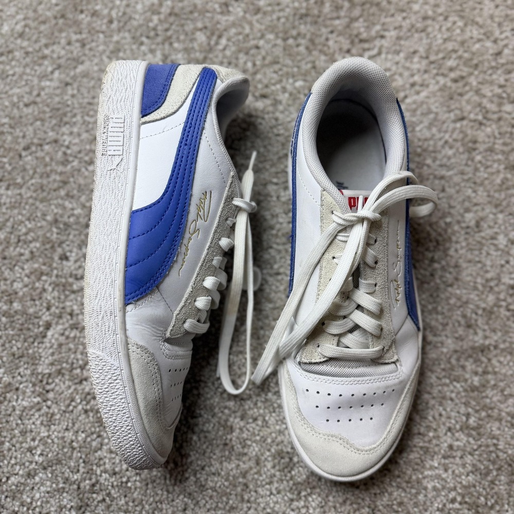 Puma Ralph Sampson Majesty Shoes Mens Size 9.5 White Blue Sneakers 371767-01